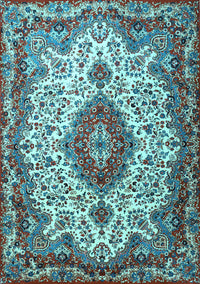 Medallion Light Blue Traditional Rug, tr2136lblu