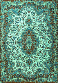 Medallion Turquoise Traditional Rug, tr2136turq