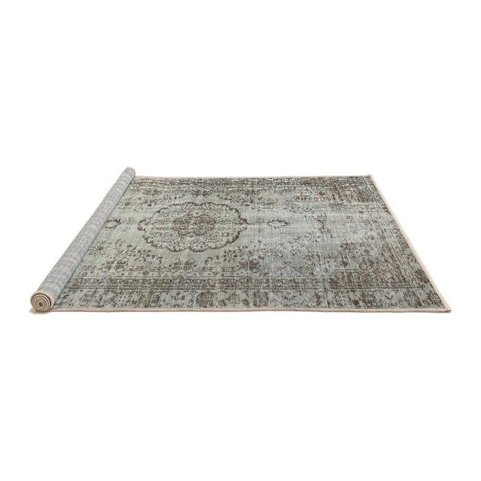 Sideview of Machine Washable Traditional Khaki Green Rug, wshtr2137