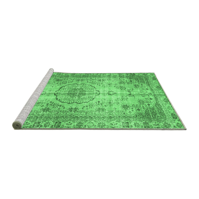 Sideview of Machine Washable Persian Emerald Green Traditional Area Rugs, wshtr2137emgrn