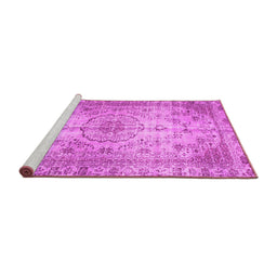 Sideview of Machine Washable Persian Pink Traditional Rug, wshtr2137pnk