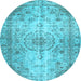 Round Persian Light Blue Traditional Rug, tr2137lblu