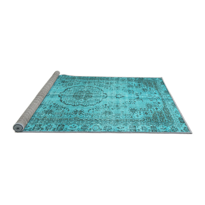 Sideview of Machine Washable Persian Light Blue Traditional Rug, wshtr2137lblu