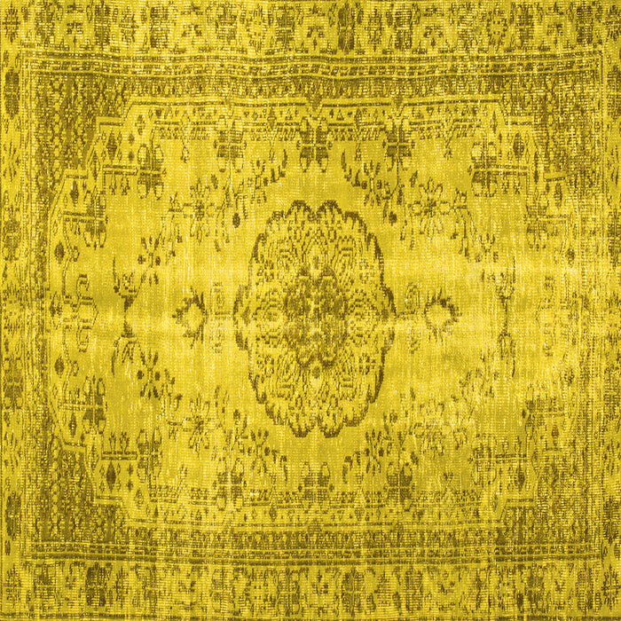 Square Machine Washable Persian Yellow Traditional Rug, wshtr2137yw