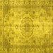 Square Machine Washable Persian Yellow Traditional Rug, wshtr2137yw