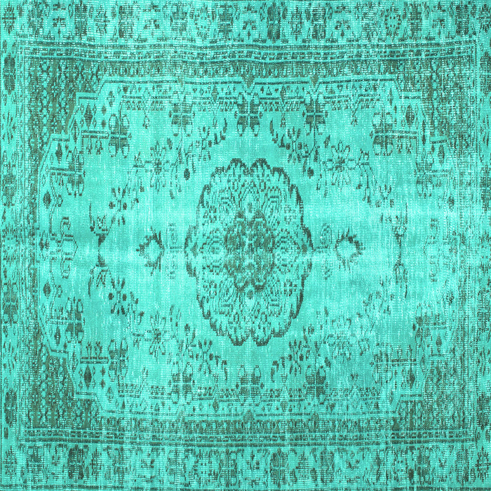 Square Machine Washable Persian Turquoise Traditional Area Rugs, wshtr2137turq