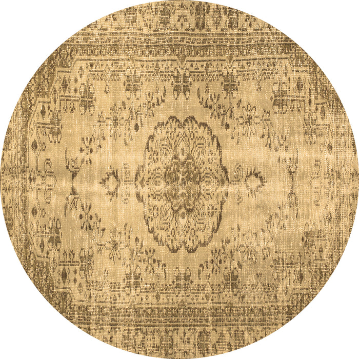 Round Machine Washable Persian Brown Traditional Rug, wshtr2137brn