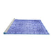 Sideview of Machine Washable Persian Blue Traditional Rug, wshtr2137blu