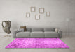 Machine Washable Persian Pink Traditional Rug in a Living Room, wshtr2137pnk