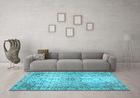 Machine Washable Persian Light Blue Traditional Rug, wshtr2137lblu