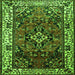 Round Machine Washable Persian Green Traditional Area Rugs, wshtr2138grn