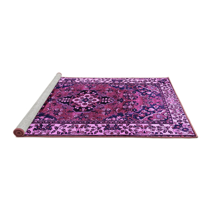 Sideview of Machine Washable Persian Purple Traditional Area Rugs, wshtr2138pur