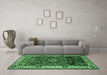 Machine Washable Persian Emerald Green Traditional Area Rugs in a Living Room,, wshtr2138emgrn