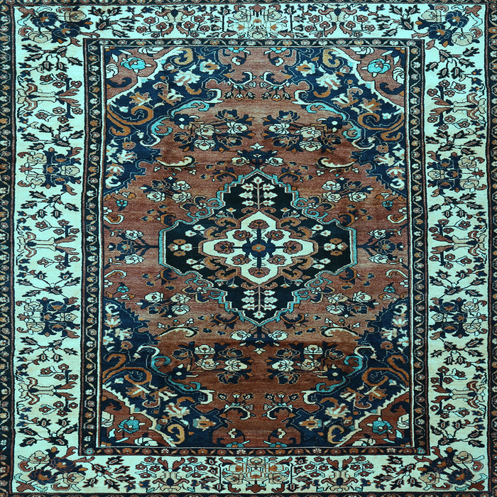 Square Machine Washable Persian Light Blue Traditional Rug, wshtr2138lblu