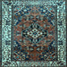 Square Machine Washable Persian Light Blue Traditional Rug, wshtr2138lblu