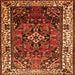 Round Machine Washable Persian Orange Traditional Area Rugs, wshtr2138org