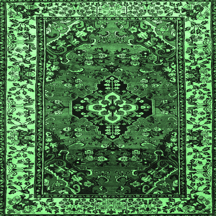 Square Machine Washable Persian Emerald Green Traditional Area Rugs, wshtr2138emgrn