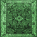 Square Machine Washable Persian Emerald Green Traditional Area Rugs, wshtr2138emgrn