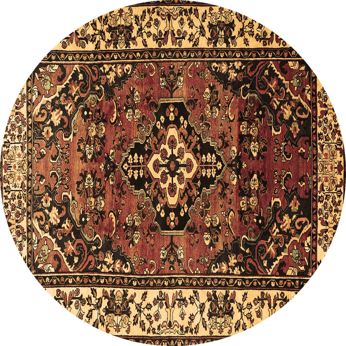 Round Persian Brown Traditional Rug, tr2138brn