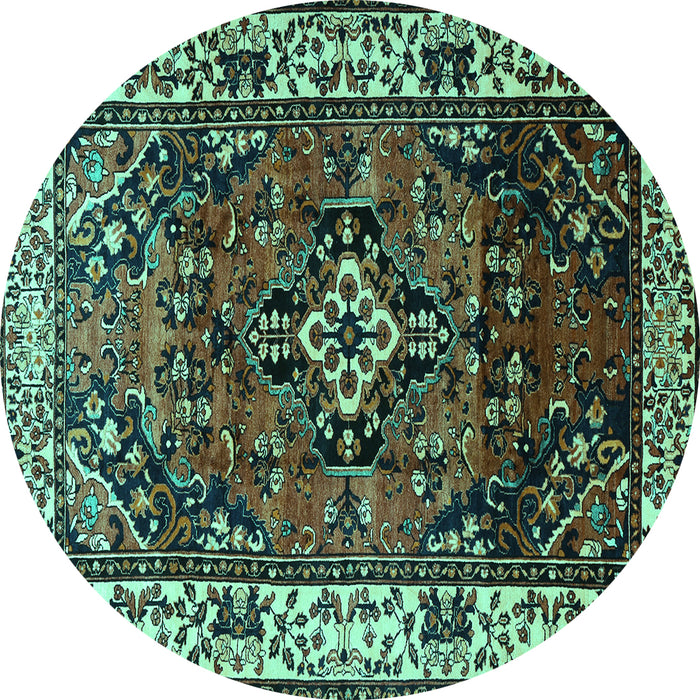 Round Persian Turquoise Traditional Rug, tr2138turq
