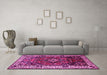 Machine Washable Persian Pink Traditional Rug in a Living Room, wshtr2138pnk