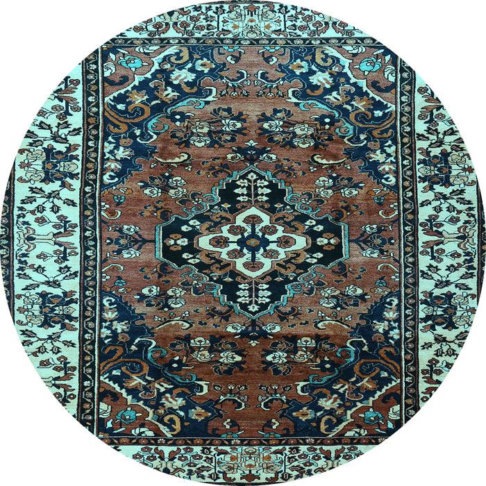 Round Persian Light Blue Traditional Rug, tr2138lblu