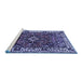 Sideview of Machine Washable Persian Blue Traditional Rug, wshtr2138blu