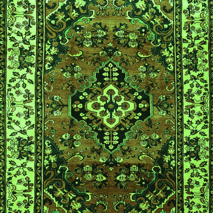 Serging Thickness of Machine Washable Persian Green Traditional Area Rugs, wshtr2138grn