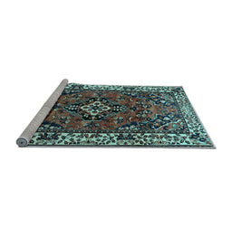 Sideview of Machine Washable Persian Light Blue Traditional Rug, wshtr2138lblu