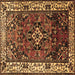 Square Machine Washable Persian Brown Traditional Rug, wshtr2138brn