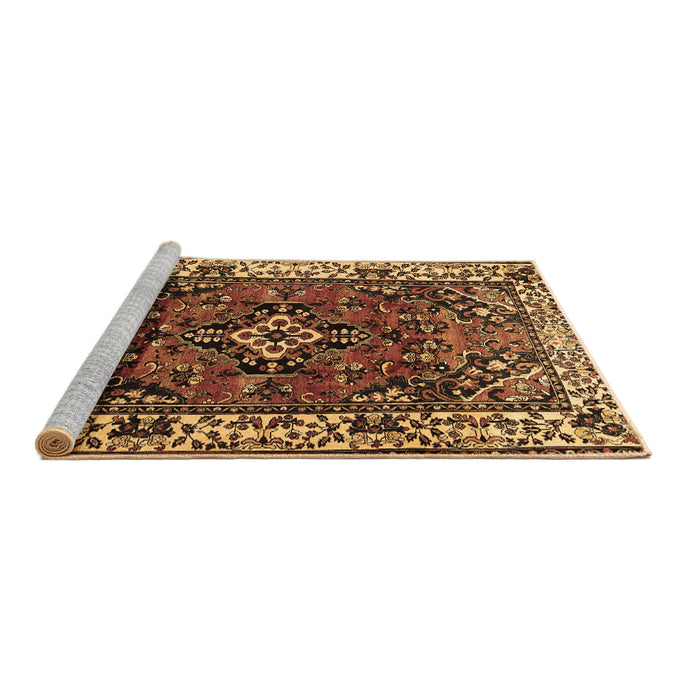 Sideview of Machine Washable Persian Brown Traditional Rug, wshtr2138brn