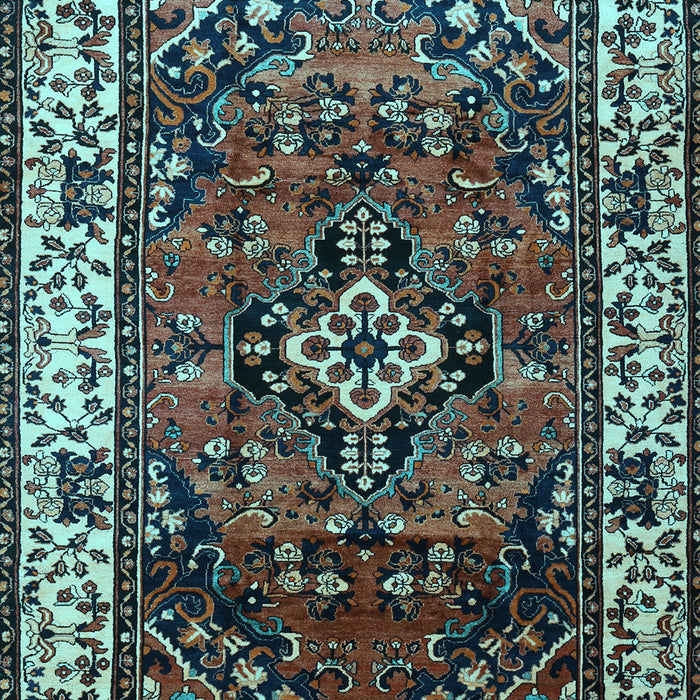 Machine Washable Persian Light Blue Traditional Rug, wshtr2138lblu