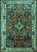 Machine Washable Persian Turquoise Traditional Area Rugs, wshtr2138turq