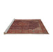 Sideview of Machine Washable Traditional Saffron Red Rug, wshtr2139