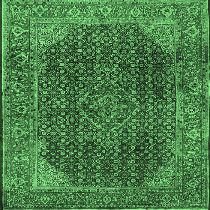 Square Machine Washable Persian Emerald Green Traditional Area Rugs, wshtr2139emgrn