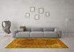 Machine Washable Persian Yellow Traditional Rug in a Living Room, wshtr2139yw