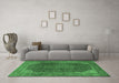 Machine Washable Persian Emerald Green Traditional Area Rugs in a Living Room,, wshtr2139emgrn