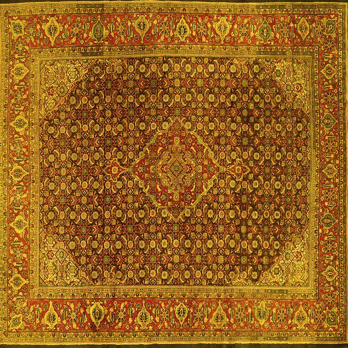 Square Machine Washable Persian Yellow Traditional Rug, wshtr2139yw