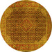 Round Persian Yellow Traditional Rug, tr2139yw