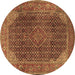 Round Machine Washable Persian Brown Traditional Rug, wshtr2139brn