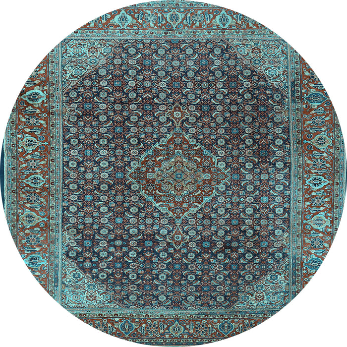Round Machine Washable Persian Light Blue Traditional Rug, wshtr2139lblu