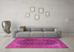 Machine Washable Persian Pink Traditional Rug in a Living Room, wshtr2139pnk