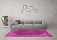 Machine Washable Persian Pink Traditional Rug, wshtr2139pnk