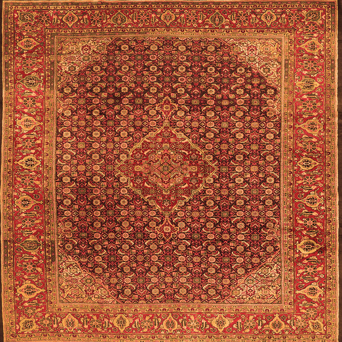 Round Machine Washable Persian Orange Traditional Area Rugs, wshtr2139org