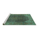 Sideview of Machine Washable Persian Turquoise Traditional Area Rugs, wshtr2139turq