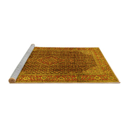 Sideview of Machine Washable Persian Yellow Traditional Rug, wshtr2139yw