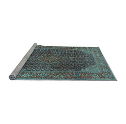 Sideview of Machine Washable Persian Light Blue Traditional Rug, wshtr2139lblu