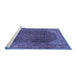 Sideview of Machine Washable Persian Blue Traditional Rug, wshtr2139blu