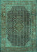 Machine Washable Persian Turquoise Traditional Area Rugs, wshtr2139turq