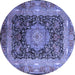 Round Machine Washable Persian Blue Traditional Rug, wshtr213blu